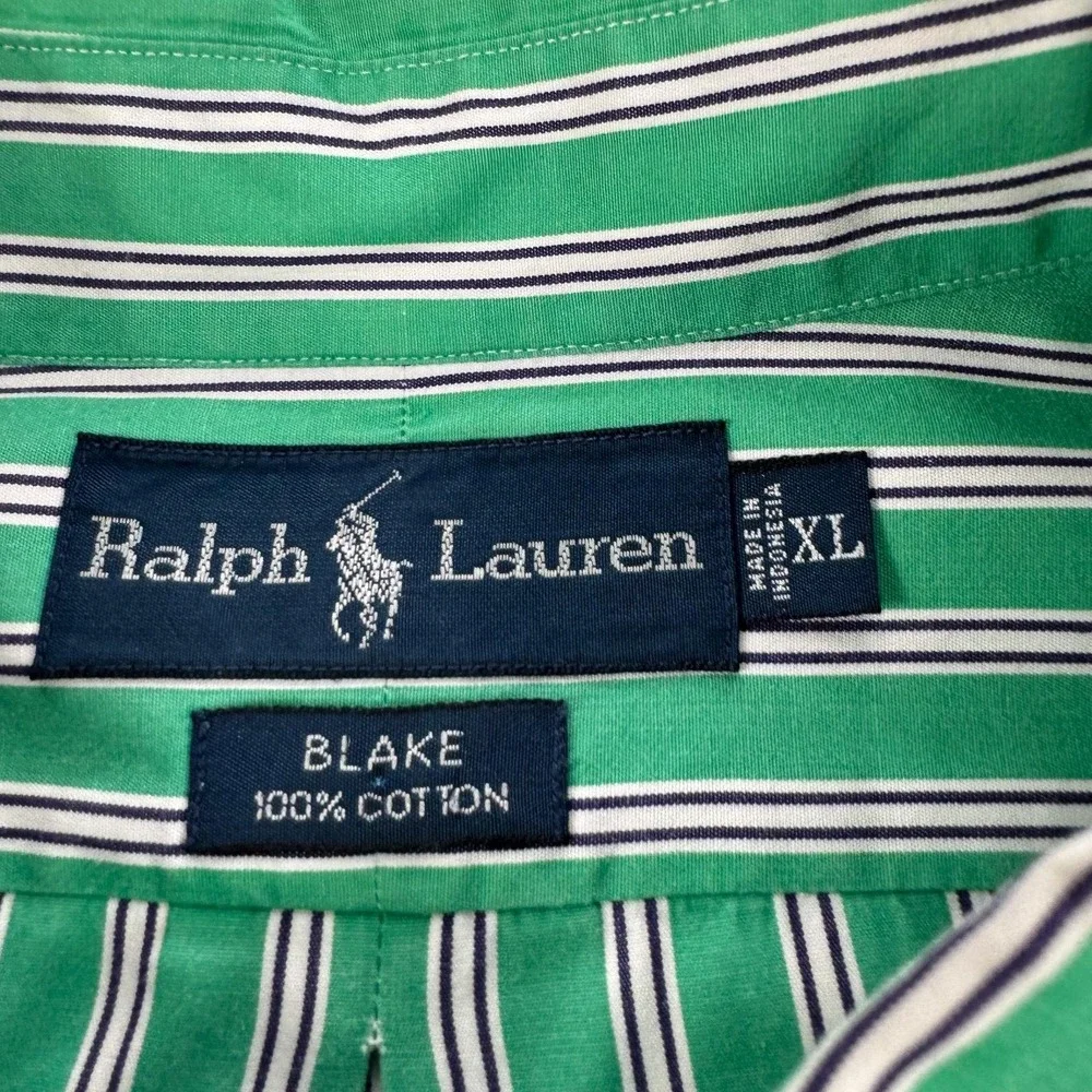 Ralph Lauren Shirt Mens XL Green Stripe Blake Classic Fit Button Down Pony Logo